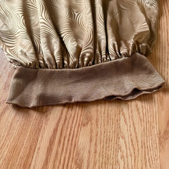 Vintage Diane Freis Original Blouson Blouse Top Size M Gold Swirl Georgette 80s - Picture 10 of 13